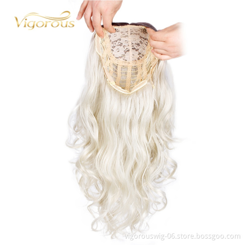 Soft Silky Natural Hairline Clip In Glueless Wholesale Ombre Black White Water Wave vendor Synthetic Wigs